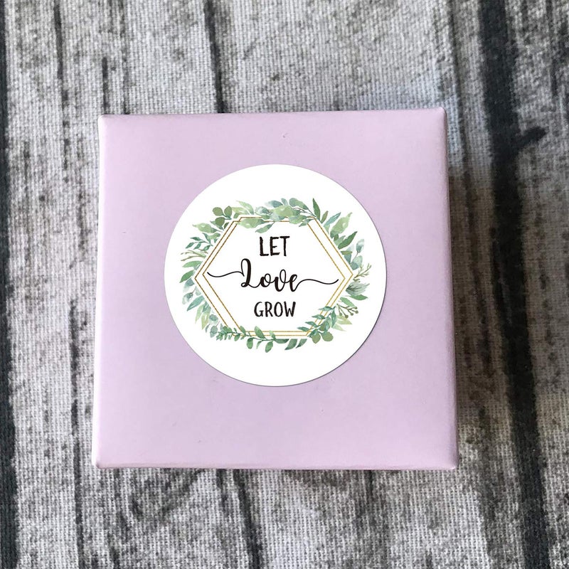 Mr.Mug 50 Pcs Let Love Grow Stickers, Greenery Eucalyptus Favor Stickers, Baby Shower Favor Stickers, Wedding and Bridal Shower Favor Labels, 2 Inch. - Image 2